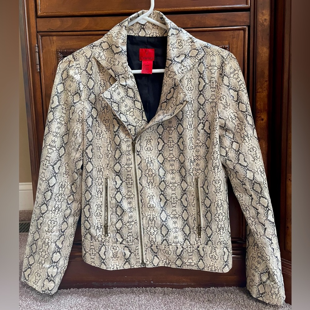 V Cristina Faux Snakeskin Jacket, size M